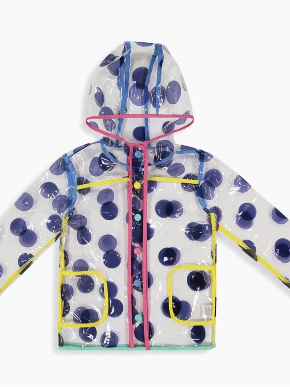Andy & Evan Clear Raincoat with Navy Polka Dots and Bright Trim